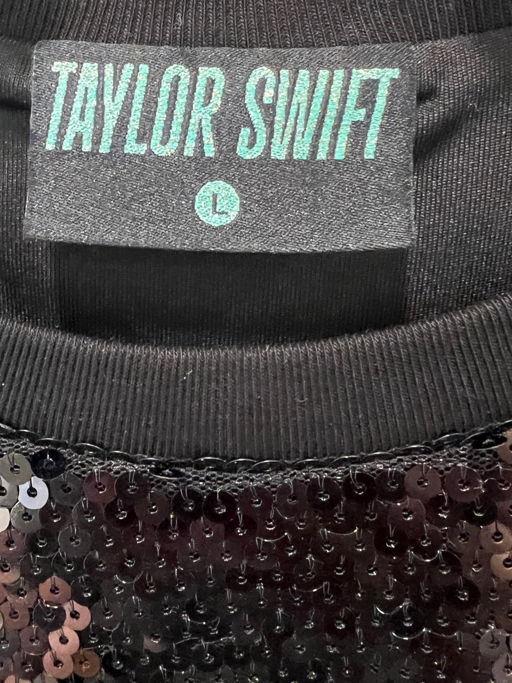 TAYLOR SWIFT SEQUINS ARE FOREVER MERCH TEE DRESS, SIZE L. - Picture 4 of 15
